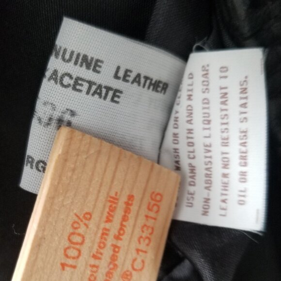 Gino Di Giorgio by Comint Coat Black Leather Texture 80s 90s Lined Size Small - Picture 7 of 8